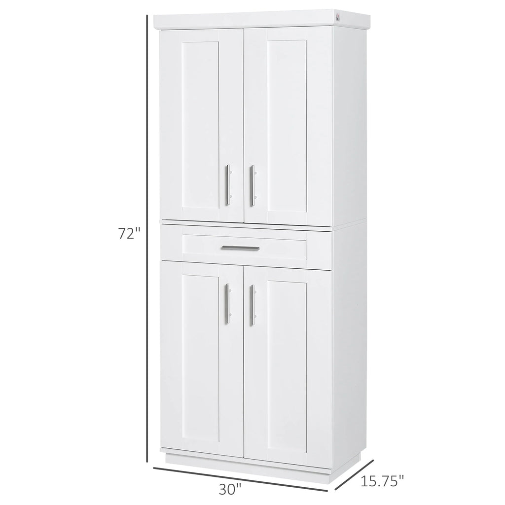 HomCom Modern Kitchen Pantry Freestanding Cabinet Cupboard with Doors and Shelves, Adjustable Shelving