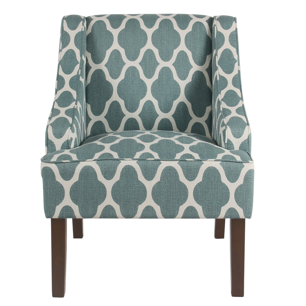 HomePop Classic Swoop Accent Chair - Blue and White Damask