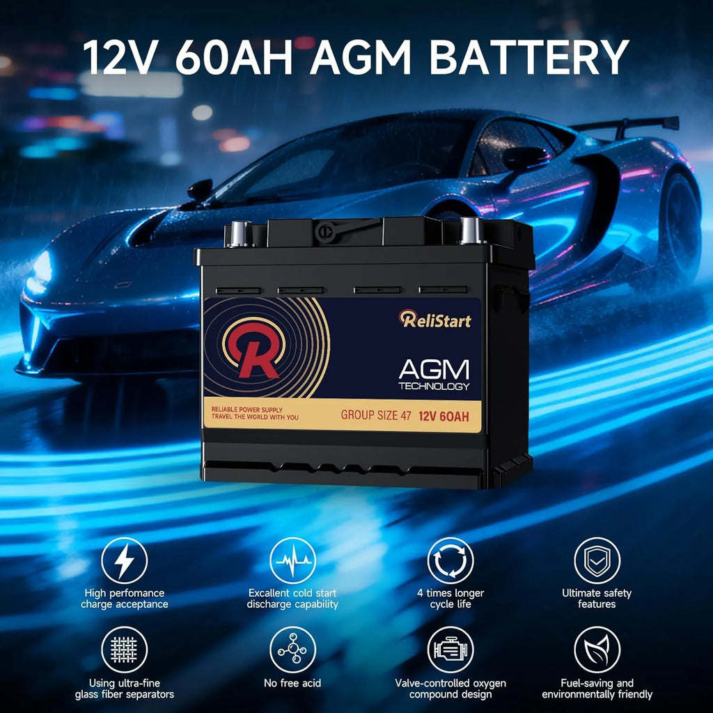 Relistart AUX14 Auxiliary Battery, 12V 14Ah AGM Battery, 200CCA, Rechargeable AGM Car Battery, Maintenance Free 36 Months Warranty