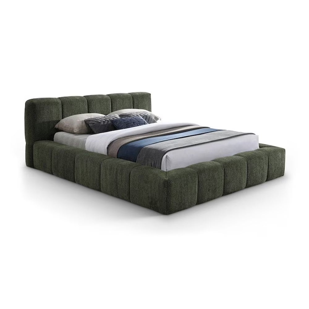 Meridian Furniture Carlin Olive Chenille Fabric Full Bed