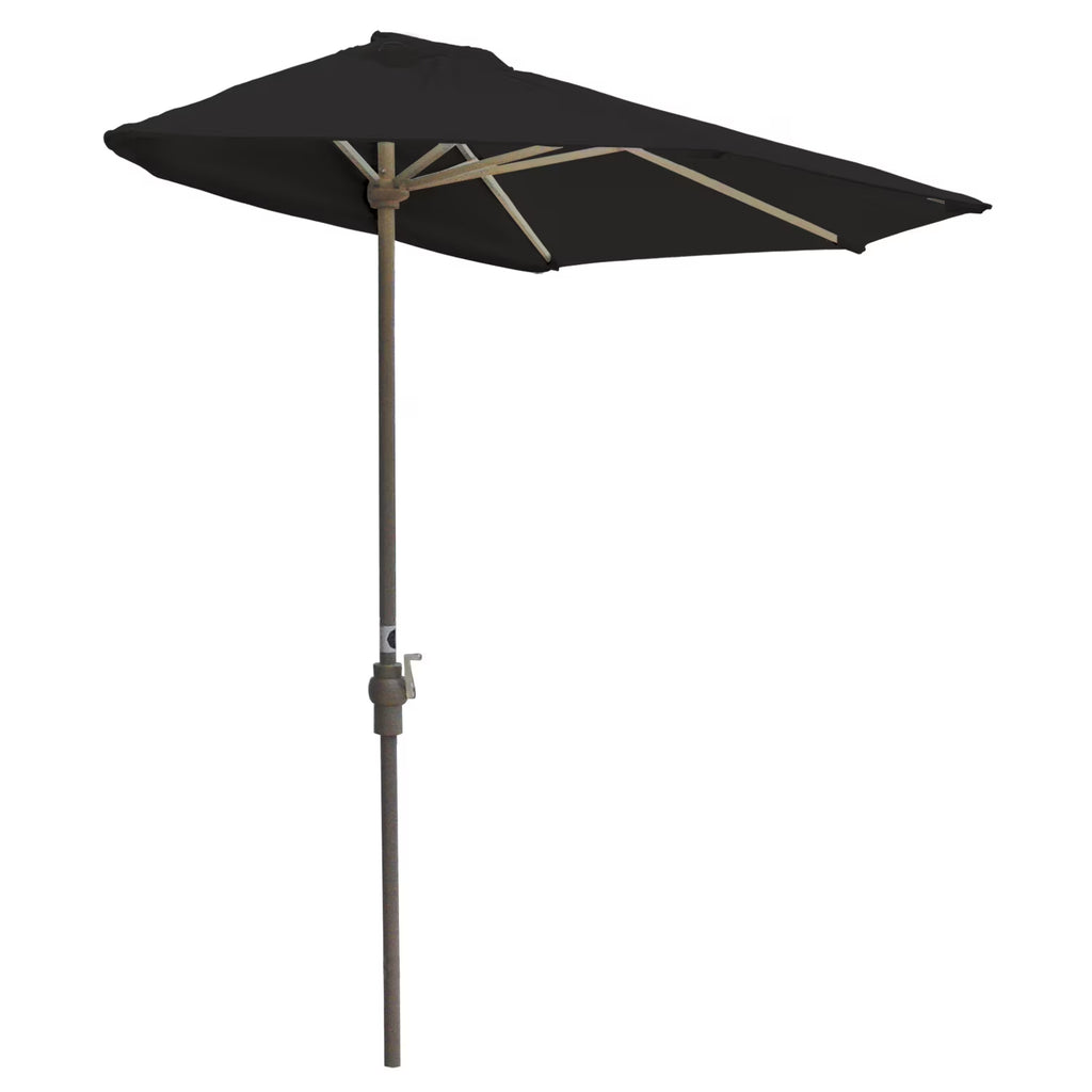 OFF-THE-WALL BRELLA Sunbrella Half Umbrella, 9'-Width, Teak Canopy