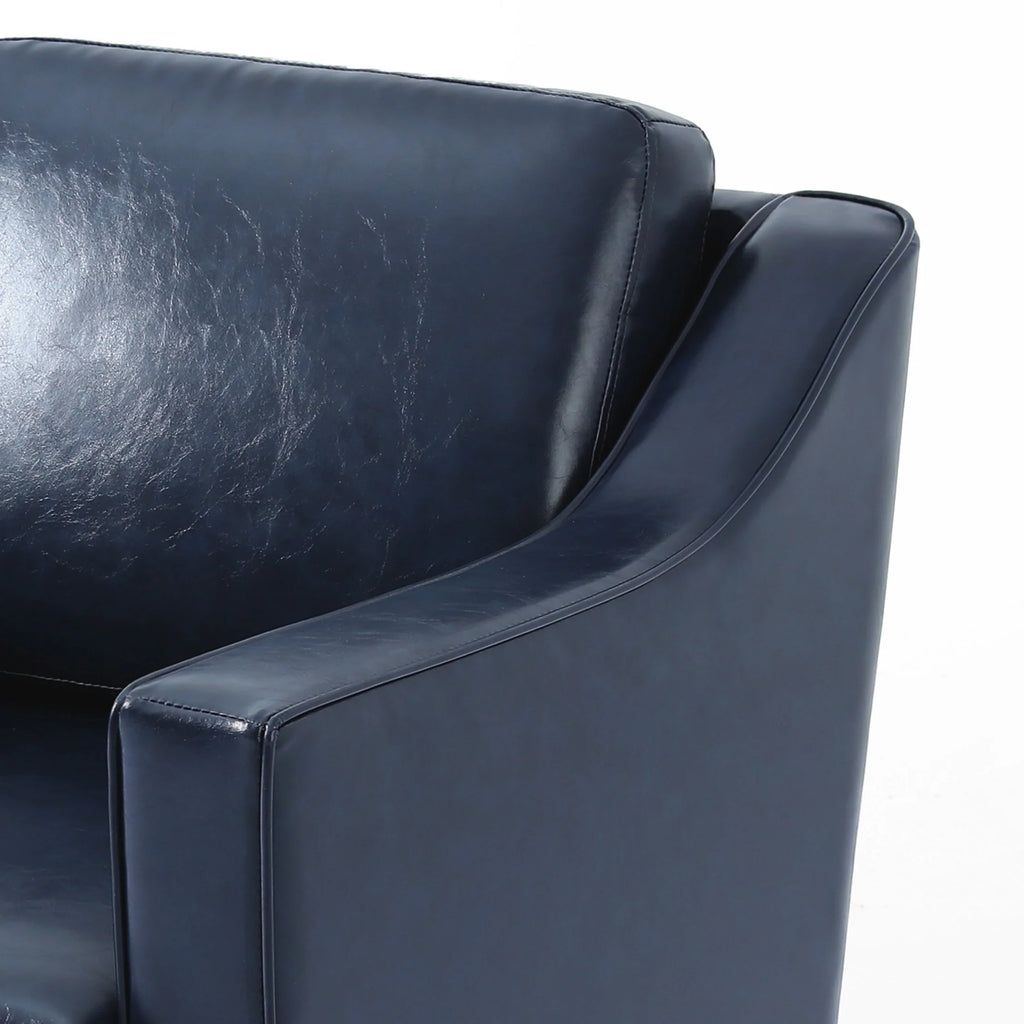 Swivel Accent Chair for Living Room, Modern Upholstered Barrel Arm Chair with Plump Back Pillow, Comfy Club Sofa Reading Chair for Adults (Chenille Navy, Set of 1)