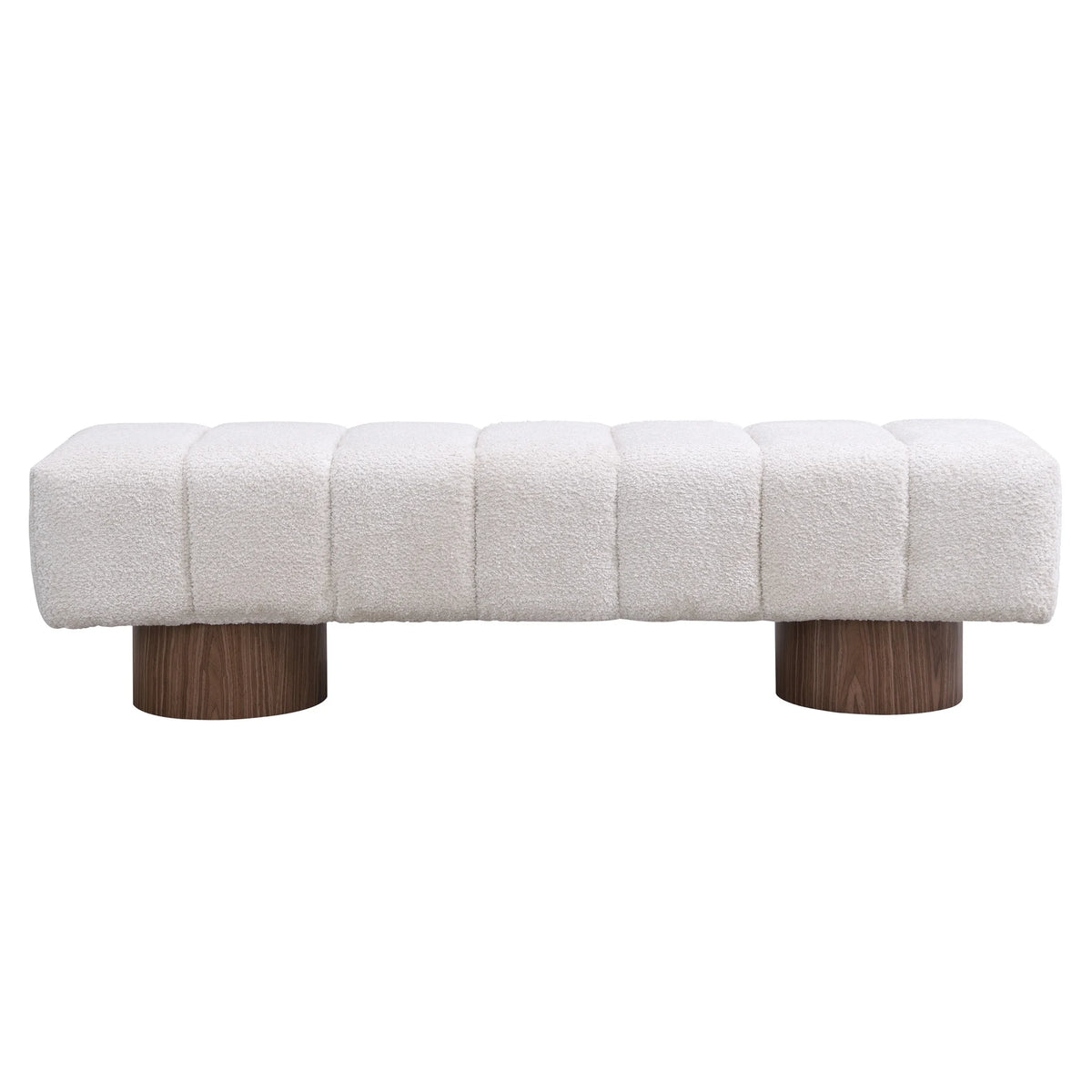Christopher Knight Home Modern Mid-Century 64" Velvet Tufted Ottoman Bench, Faux Wood Legs, Light Gray