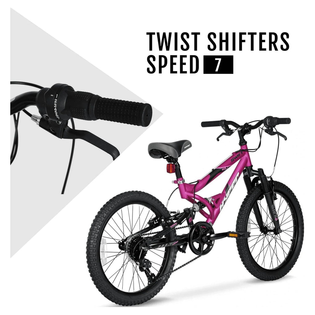 Hyper Bicycles 20" Girl's Swift Mountain Bike for Kids, Magenta