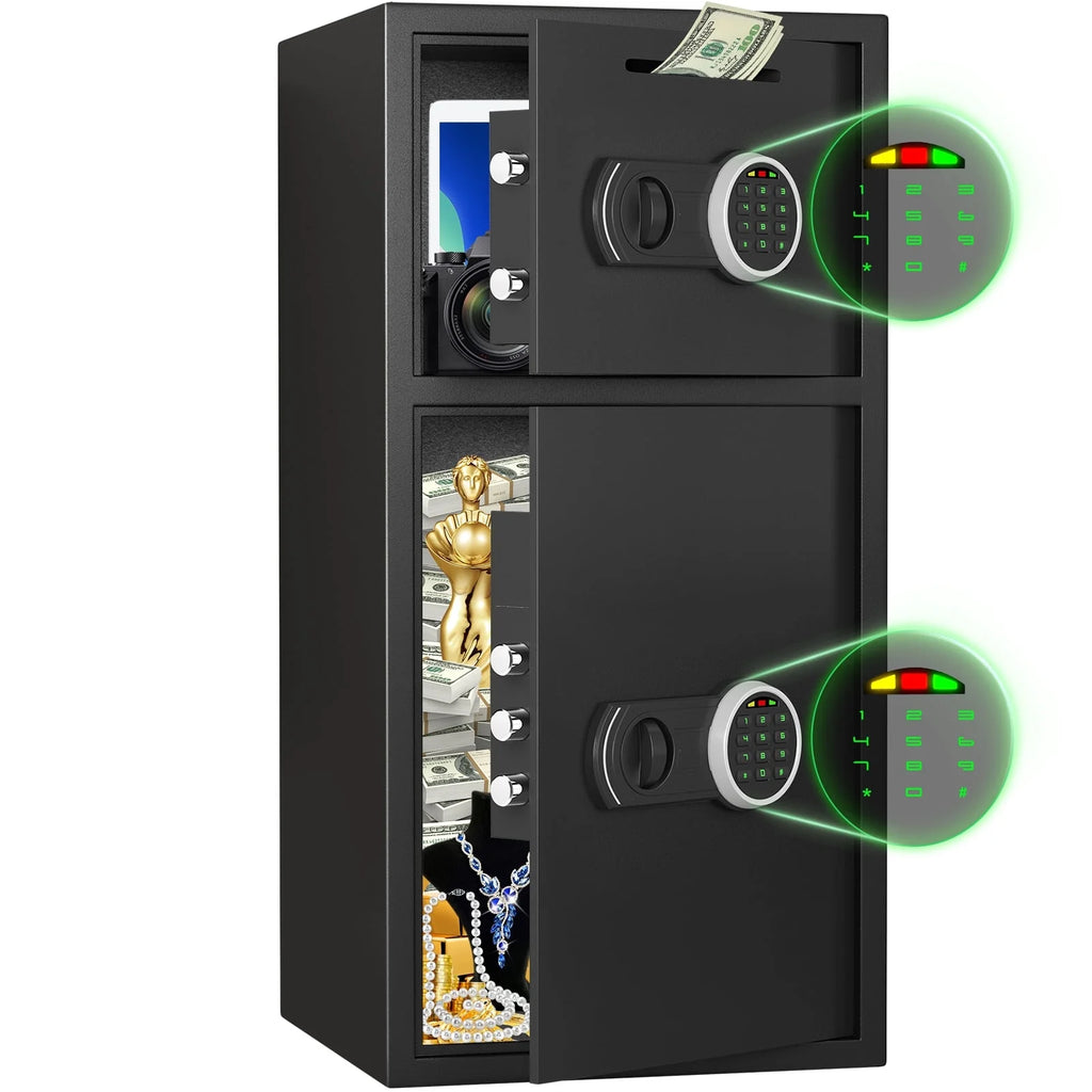 Silkight Safe - 6.0 Cu ft Home Safe Box - Fireproof Safe Depository Drop Safe with Backlit Keypad & Alarm System for Business Home Money Safe