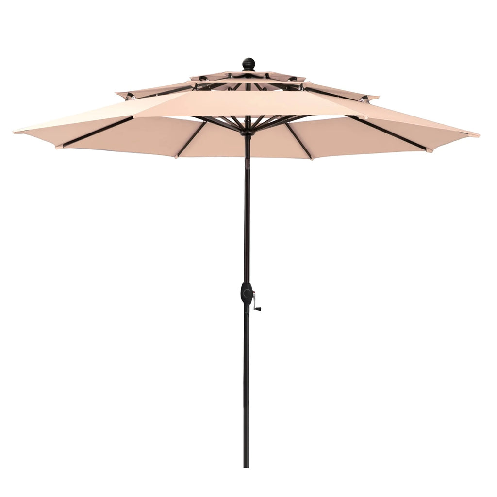 MAISON ARTS Outdoor  6-piece Patio Dining Set, 1 Square Metal table, 4 Adjustable Folding Chairs and 10ft Umbrella Red