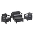 Keter Corfu All Weather Resin 4 Piece Patio Conversation Set, Graphite
