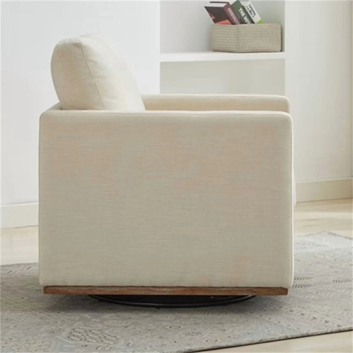 Swivel Accent Chair, Modern Chenille Upholstered Lounge Chair Armchair with 360 Degree Swiveling Base, Leisure Club Chair Comfy Accent Single Sofa Chair for Nursery Bedroom Living Room, Taupe