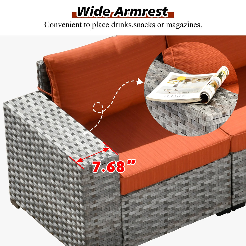 Ovios 12 Pieces Outdoor Furniture All Weather Wicker Patio Conversation Sectional Sofa Set with Side Table for Garden Backyard