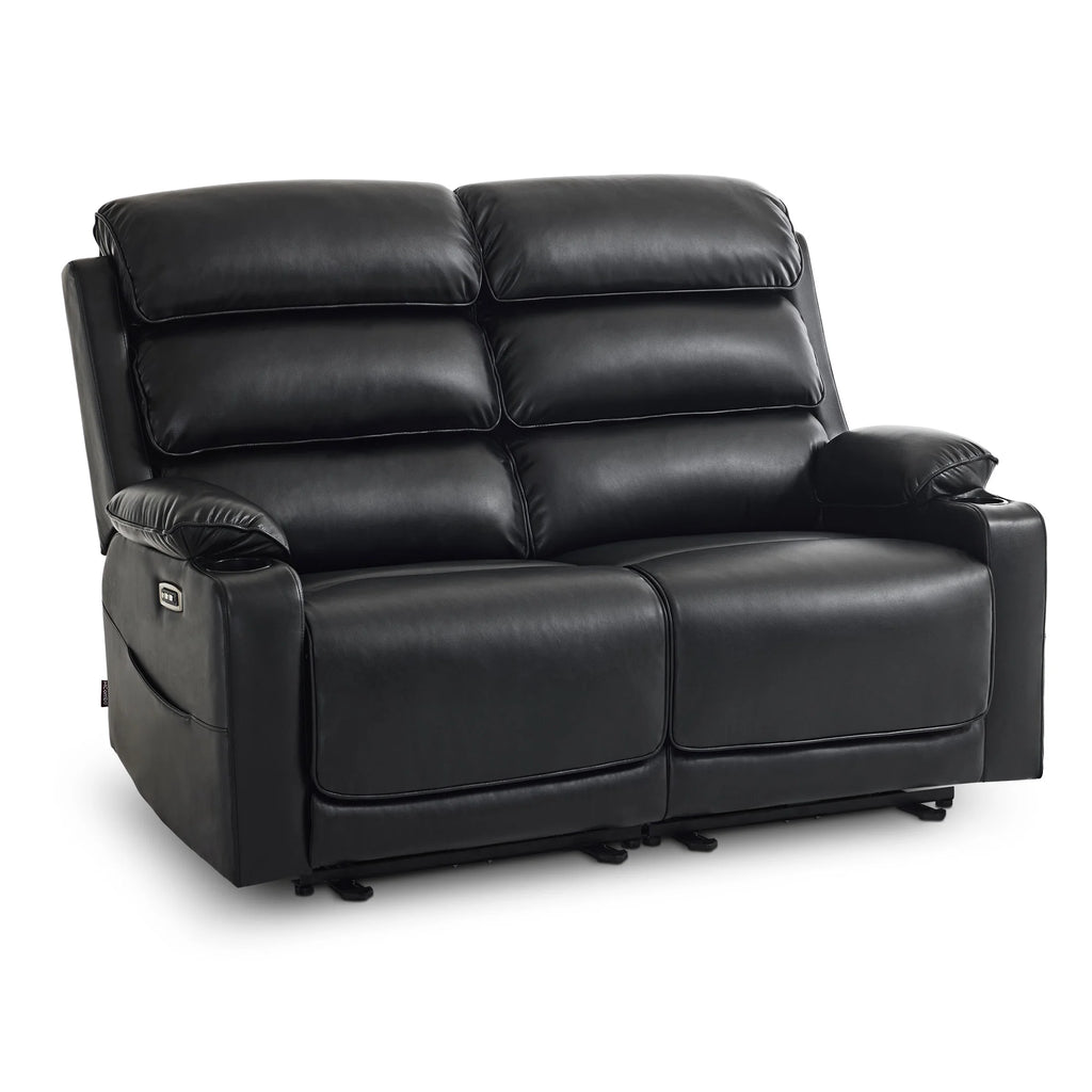 MCombo 63.4" Power Loveseat Recliner Sofa with Adjustable Headrest, Heat and Massage for Living Room, Faux Leather(Light Grey)