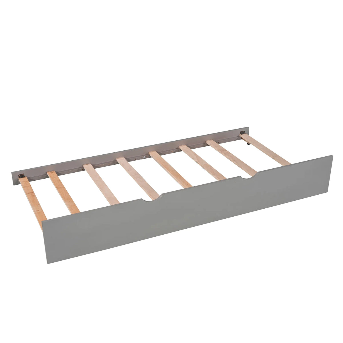 Euroco Wood Twin Size L-Shaped Platform Bed with Square Storage Table for Kids Teens, 2 Platform Beds with Trundle and Drawers for Living Room, 3 Twin Beds, Gray