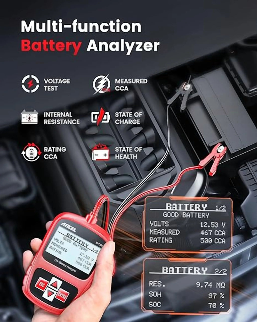 ANCEL BST200 Car Battery Tester with ANCEL BM700 Fit for BMW Full System Diagnostic OBD2 Scanner