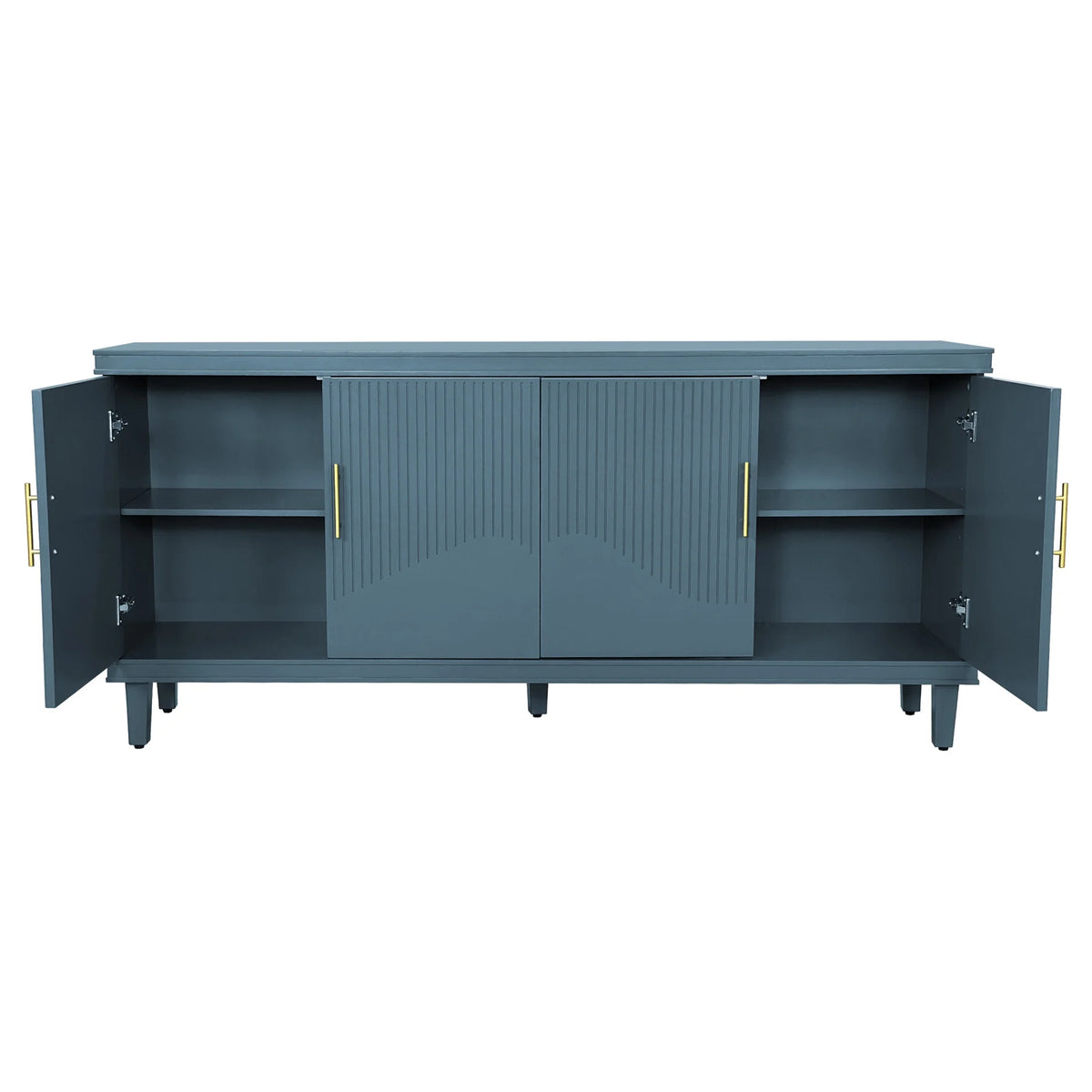 Large 4-Door Storage Cabinet with Adjustable Shelves, Modern Multi-Room Organizer for Living Room, Kitchen, Bedroom, Hallway - Blue