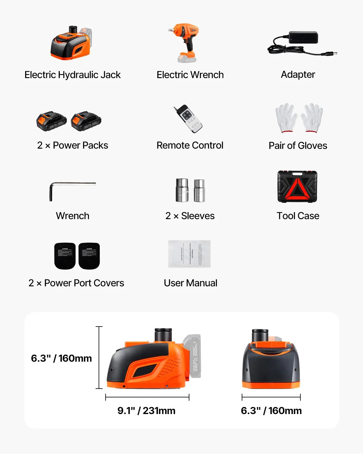 KFFKFF Electric Car Jack, 5 Tons/11000 lbs, Automated Scissor Lift with Electric Torque Wrench, Tire Swap Assistance with Illuminated LED & Wireless Command, Compact Lift Set for Sedan, SUV, Truck