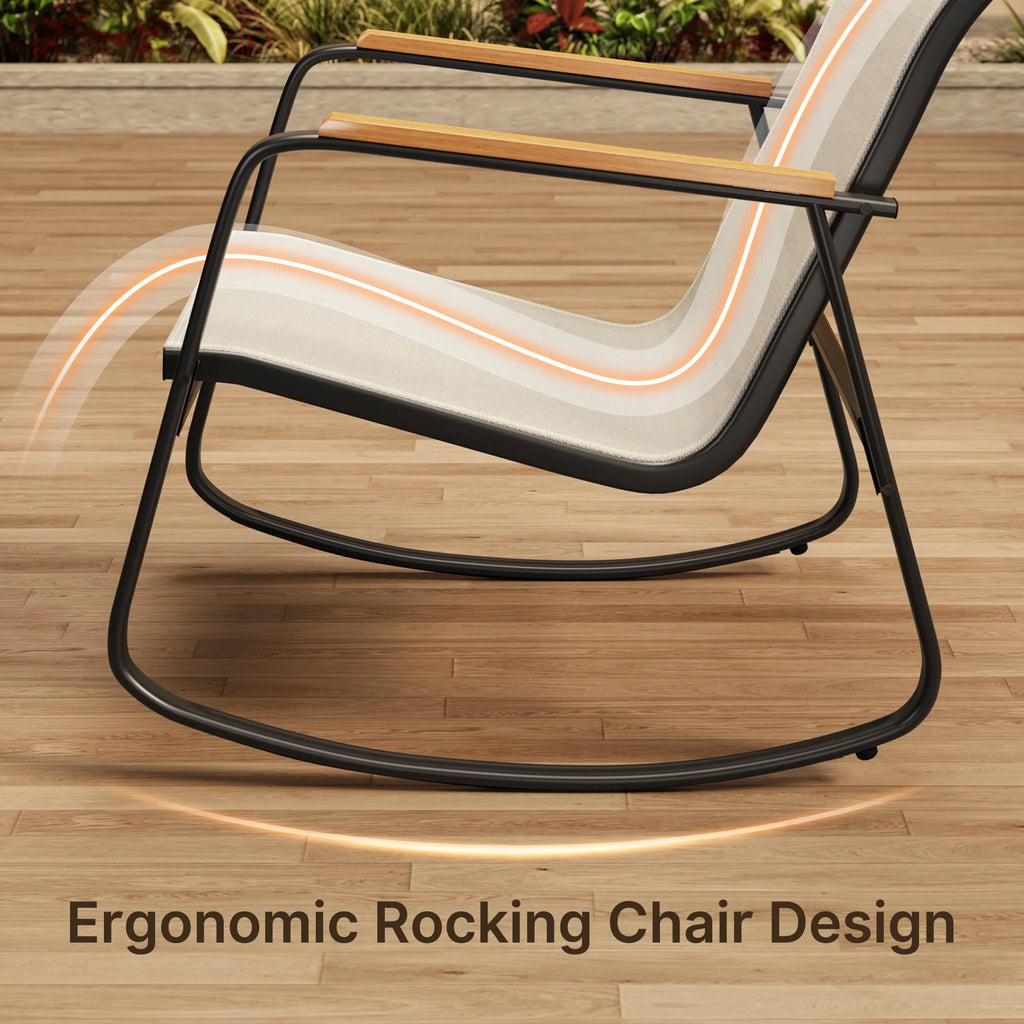 Patio Conversation Sets for 4, Lofka 4 Pieces Patio Furniture Sets with Rocking Bistro Fabric chairs, Garden Loveseat, Glass Coffee Table for Backyard, Poolside, Porch, Lawn, Black