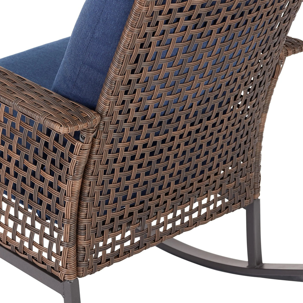 Mainstays Tuscany Ridge 3-Piece Wicker Rocking Chair Outdoor Bistro Set, Blue