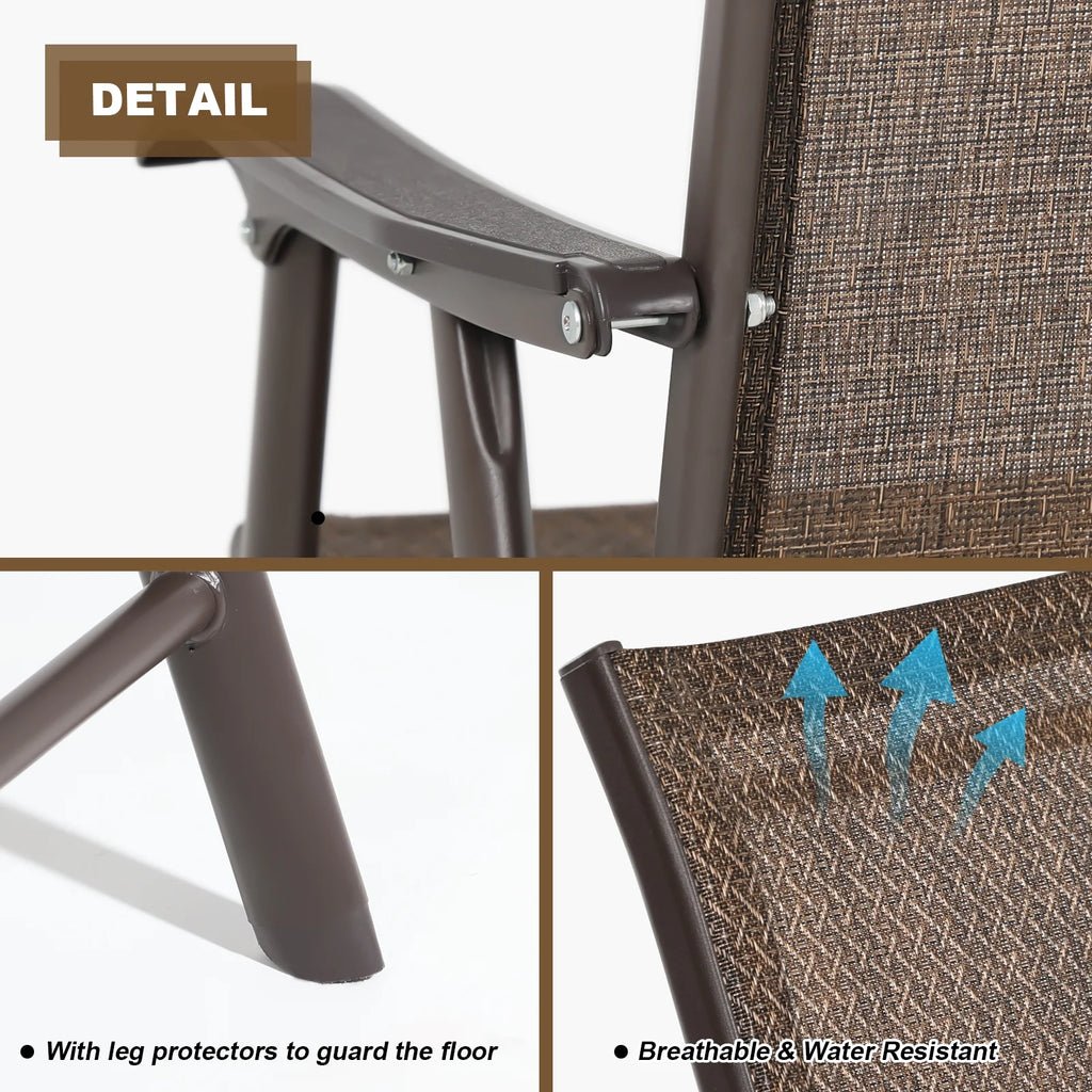 Aoodor Folding Patio Chairs for Indoor and Outdoor 4 Sets-Brown