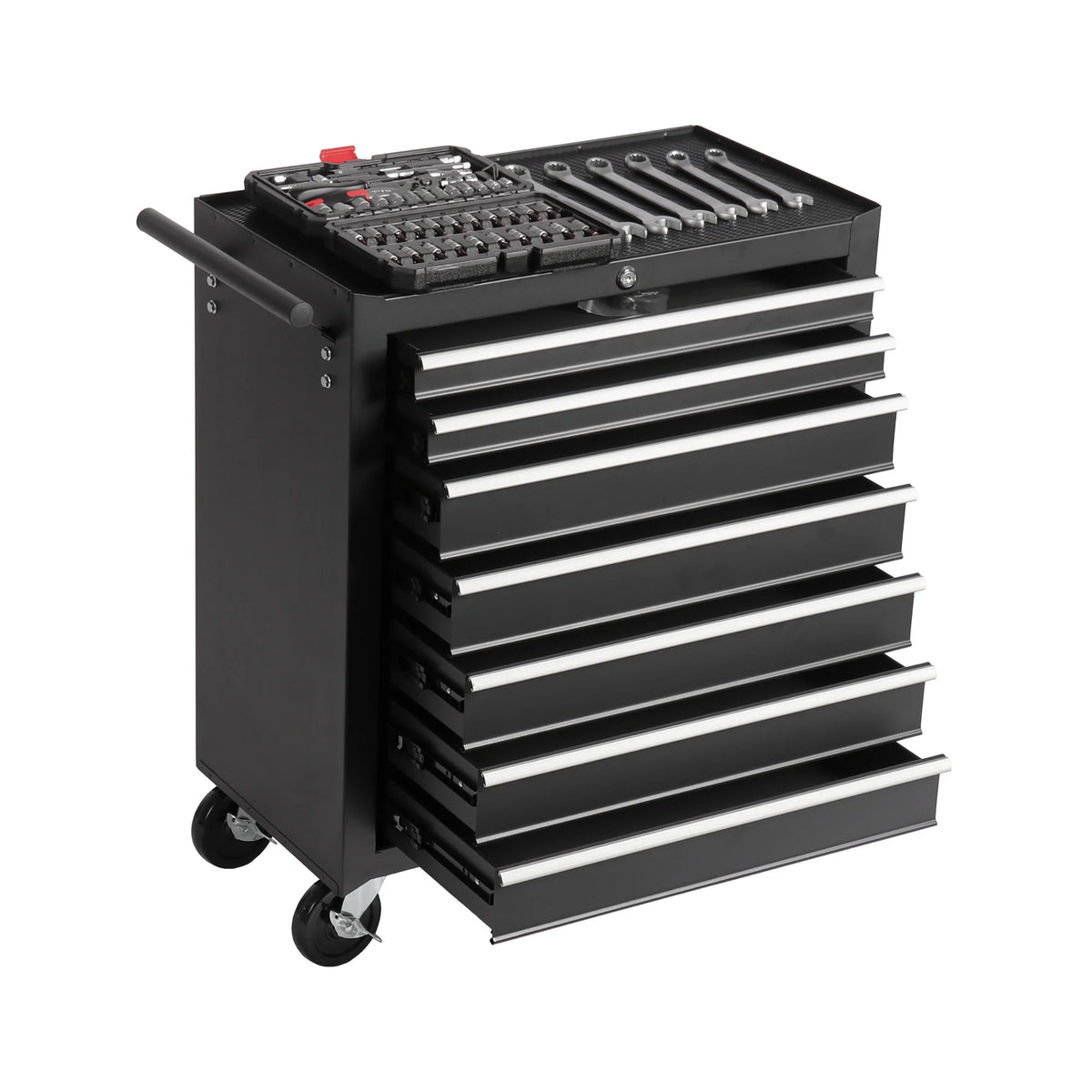Seizeen Rolling Tool Chest on Wheels, Metal Tool Cart Toolbox Storage Cabinet Organizer W/ 7 Drawers, Red