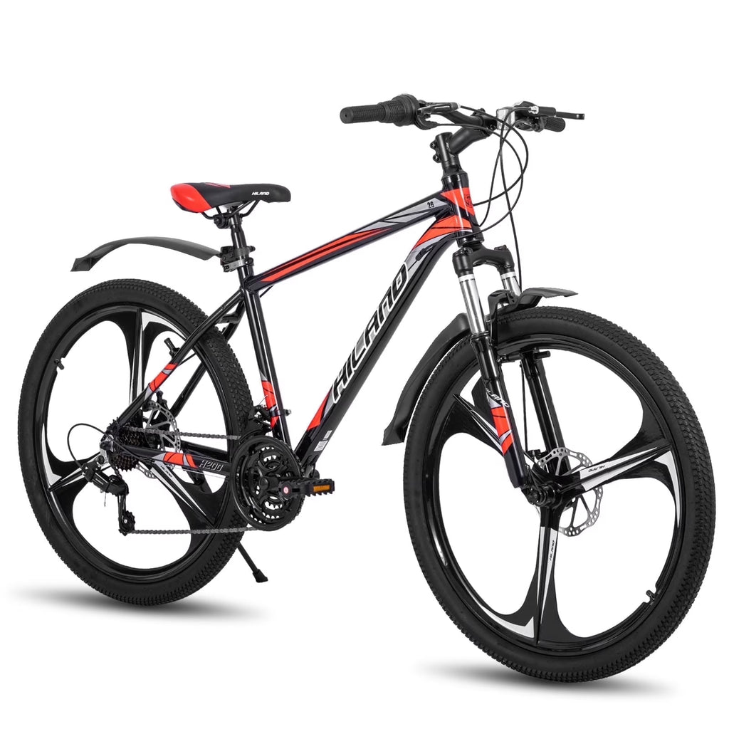 Hiland Mountain Bike, Multi-Spokes,Shimano 21 Speeds Drivetrain,Aluminum Frame 26 inch Wheels, Men's MTB Bicycle, White