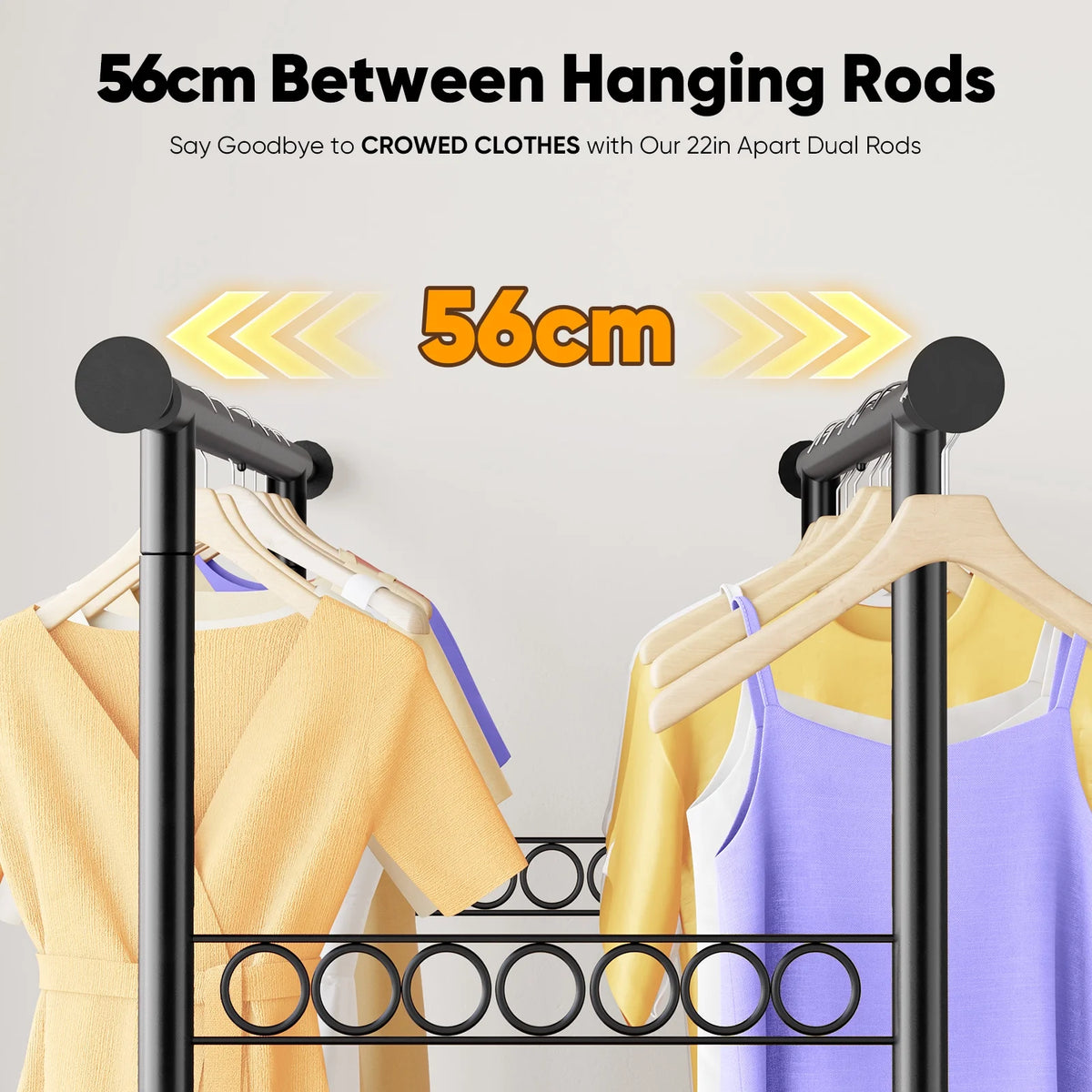 HOKEEPER 700 lbs Commercial Grade Heavy Duty Garment Rack with Shelves Collapsible Clothing Racks on Wheels Rolling Clothes Rack for Hanging Clothes Portable Adjustable, Chrome Finish
