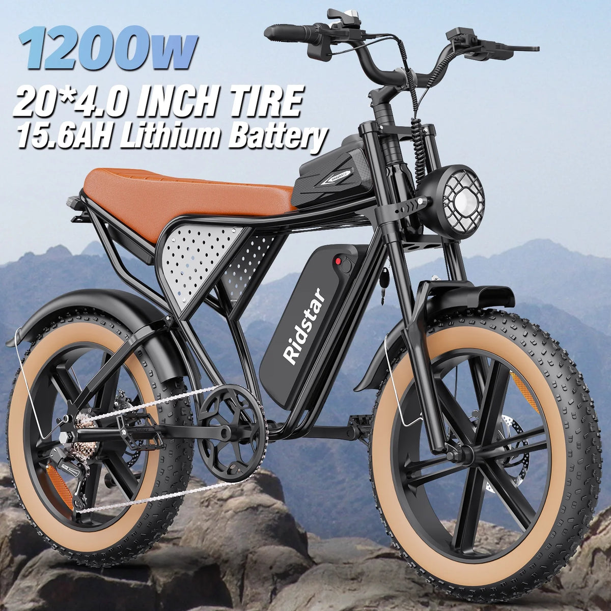 1500W MTB Electric Bicycle 48V 20Ah Removable Battery E-Bike��Electric Bike for Adults 20" Fat Tire Electric Motorcycle, Shimano 7 speed Full Suspension Mountain Bike UL2849