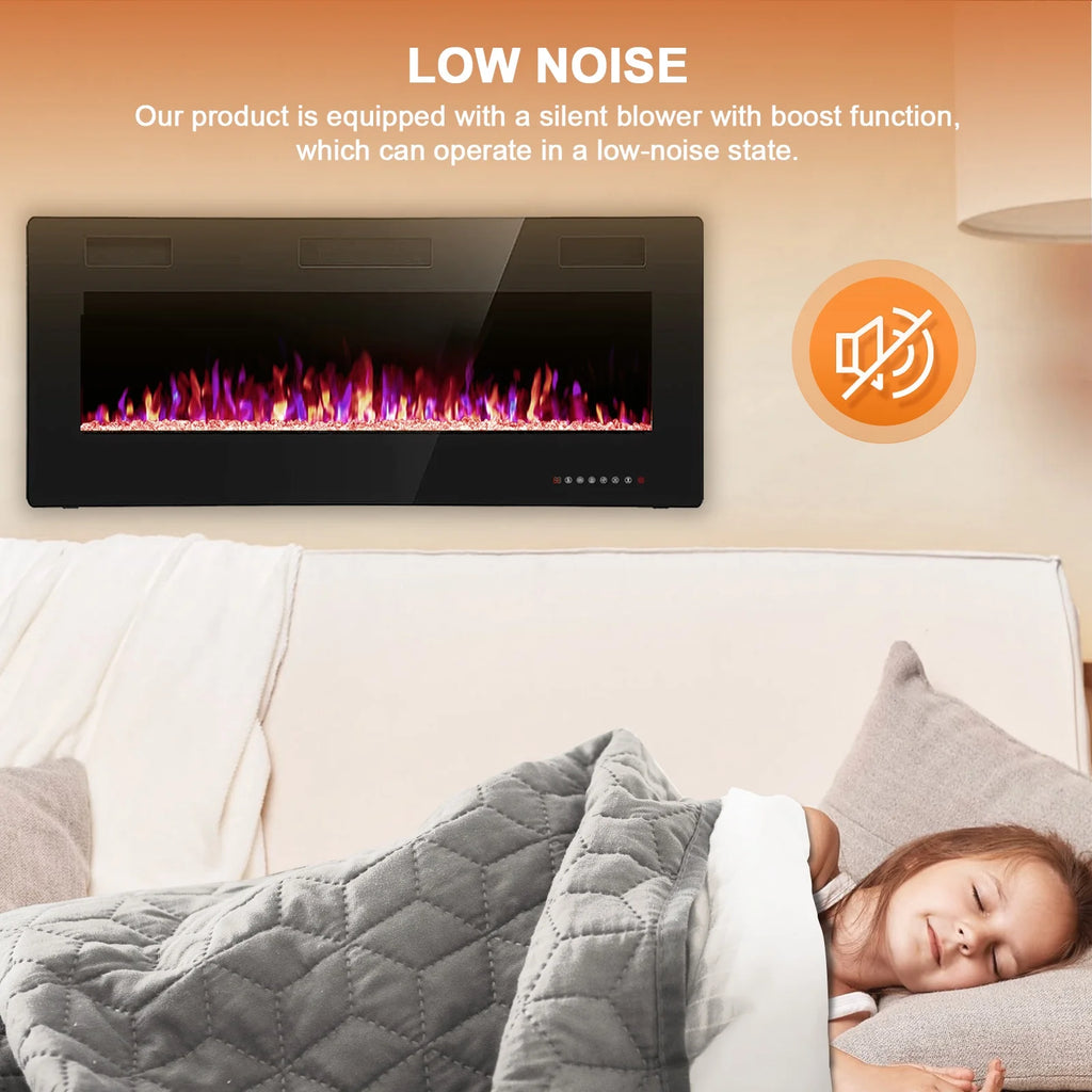 KISSAIR 60�� Indoor Electric Fireplace Ultra Thin Fireplace, Wall Mounted Recessed Fireplace with Multiple Colors
