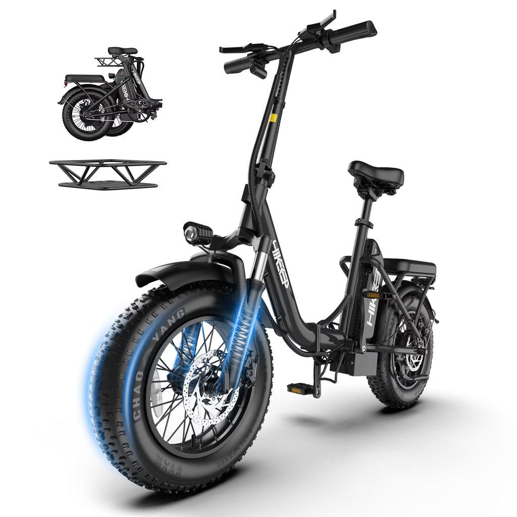 1200W Peak Folding Electric Bike for Adults, 48V 13Ah Removable Battery Ebike, 16��4�� Fat Anti-Puncture Tires, Front Suspension, Compact Foldable E-Bike for Easy Storage, UL 2849, White