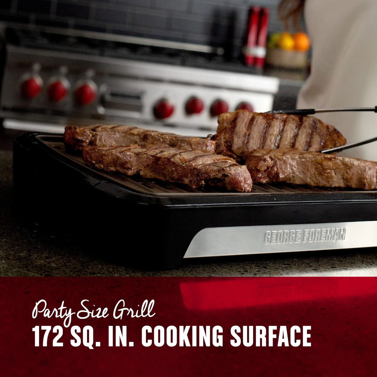 Foreman Party Size Open Grate Smokeless Grill, Black, GFS0172SB