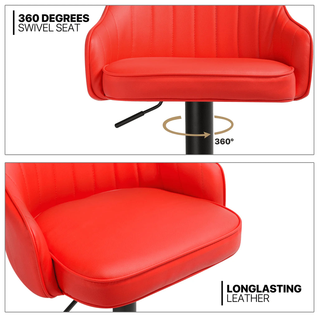 MoNiBloom 3 Piece Bar Table and Chair Set, 31.5" Adjustable-Heigh Pub Table and PU Leather Bar Stools for Home Kitchen