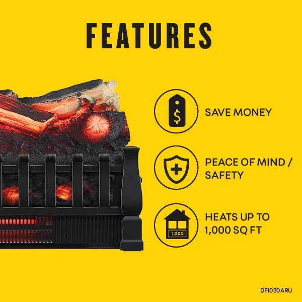 Duraflame Infrared Quartz Log Set Heater with Realistic Ember Bed and Logs, Black, 13.64 lb