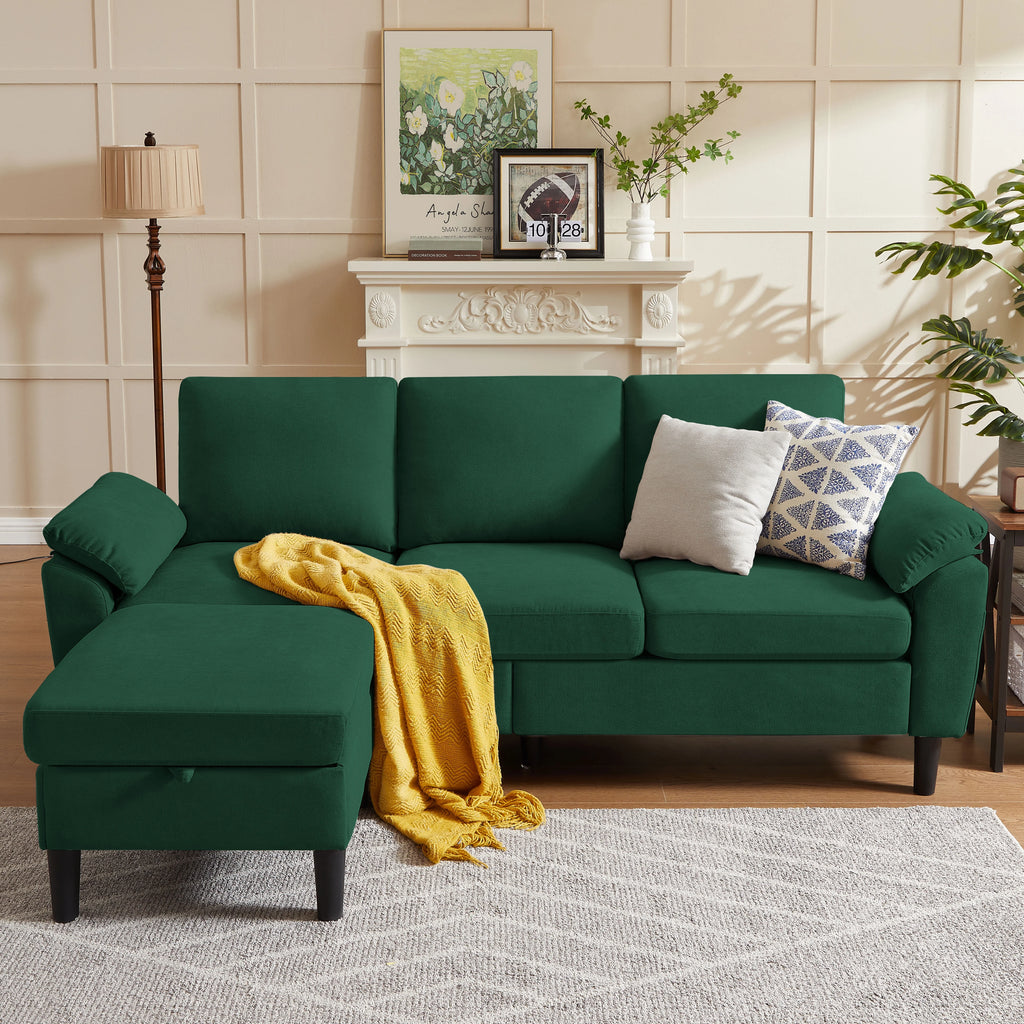 Pingliang Home Sectional Sofa Couch with Storage Ottoman,Modern 3 Seat L Shaped Sofa Couch for Living Room Apartment Studio Office