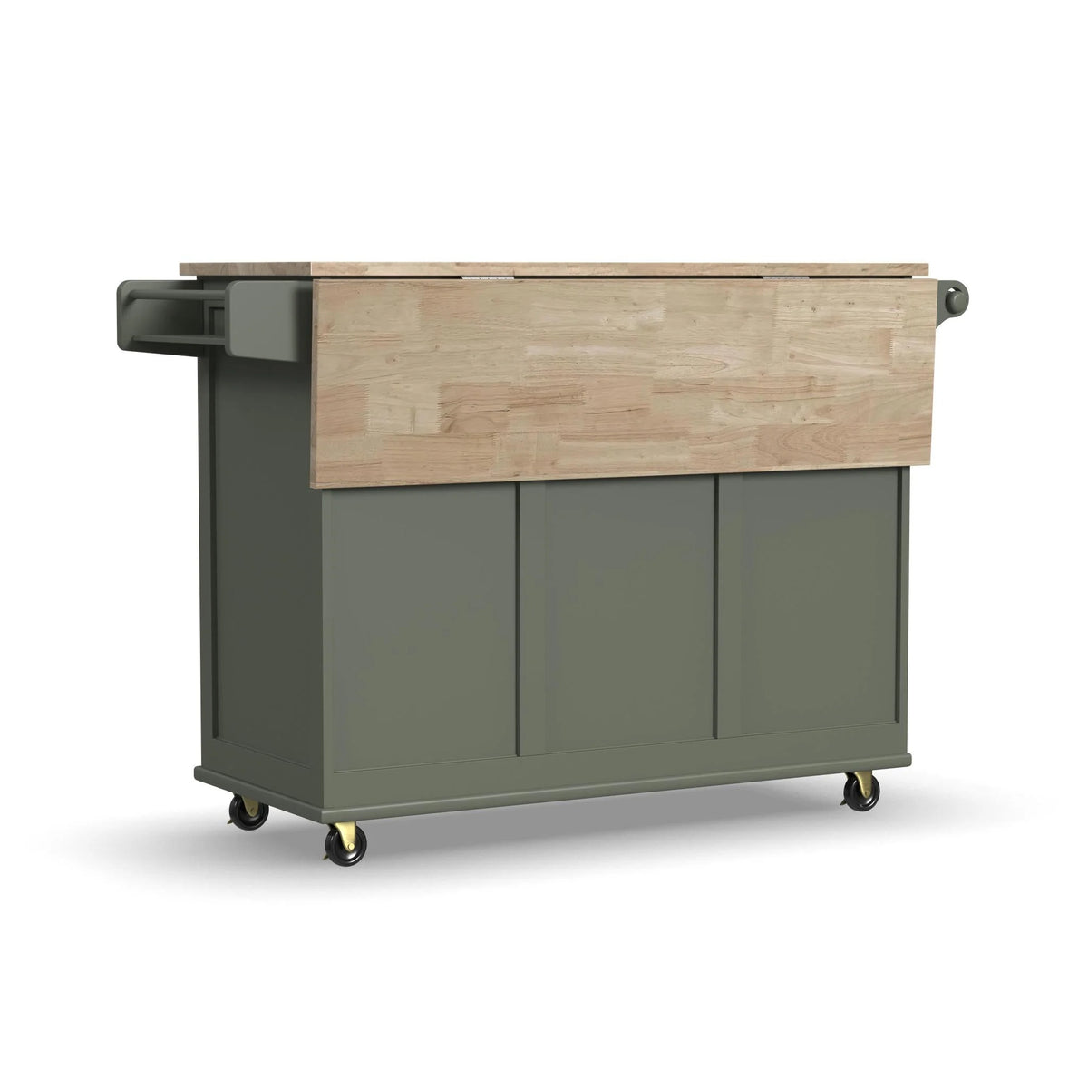 Homestyles Dolly Madison Engineered Wood Kitchen Cart in Sage Green/Brass