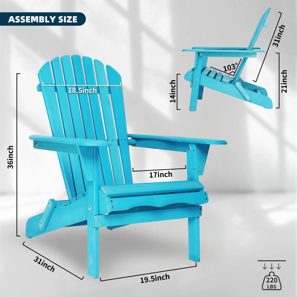 uhomepro Outdoor Adirondack Chairs Set of 2, Folding Fire Pit Chair, Weather Resistant Patio Lawn Chair for Outside Deck Garden Backyard Balcony, Gray