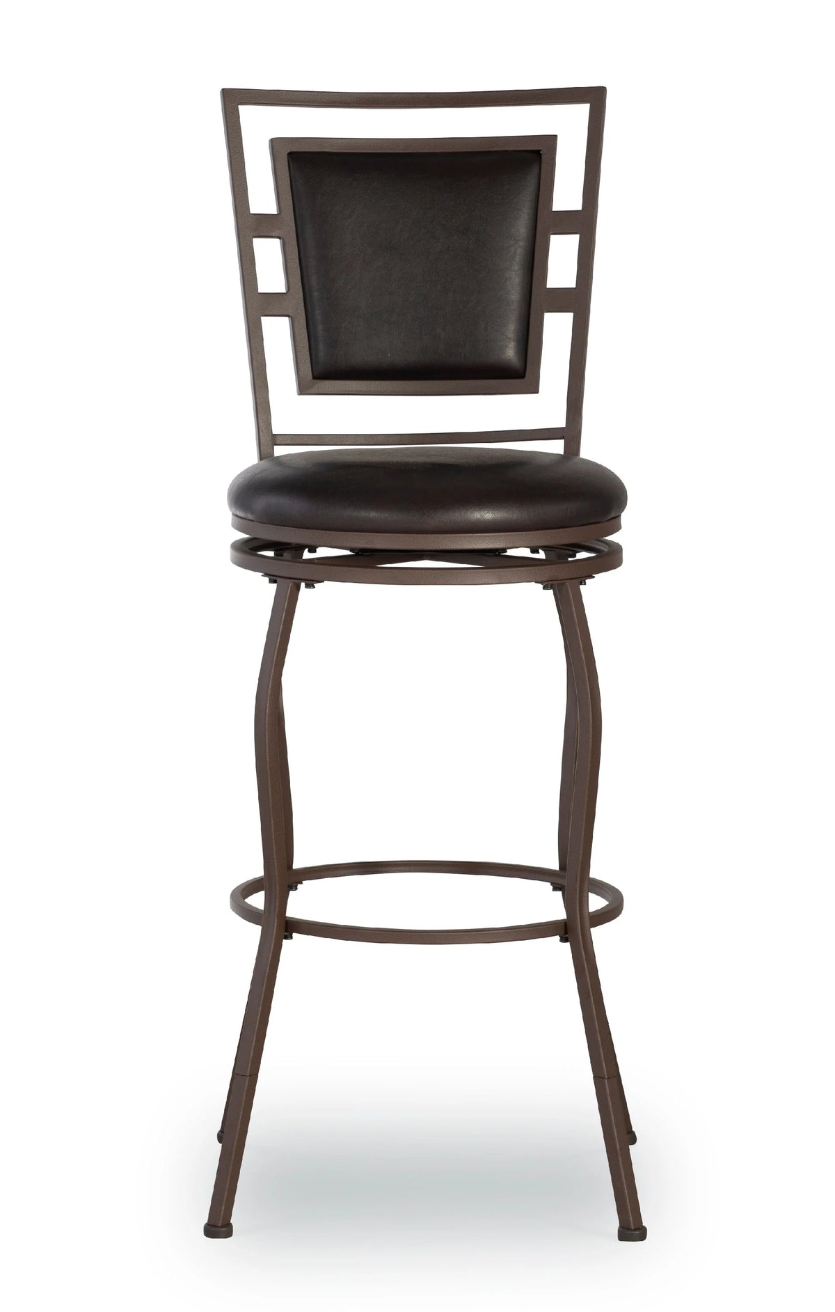 Linon Nora 3-Piece Swivel Bar Stool Set, 24"-30" Adjustable Seat Height, Dark Brown Finish with Dark Brown Vinyl Fabric