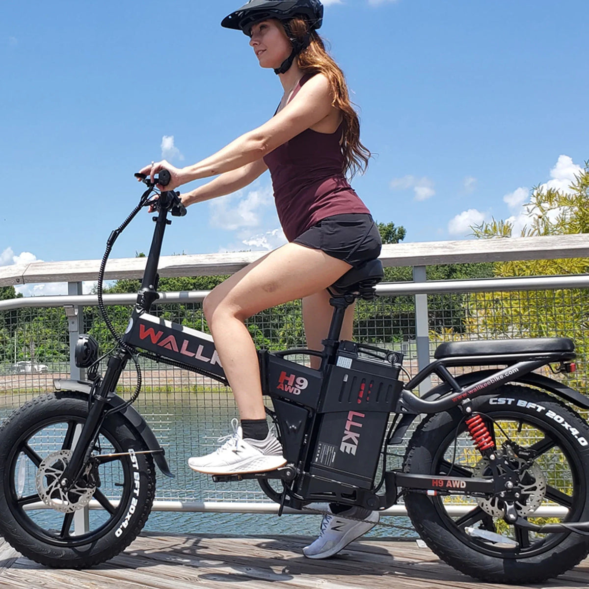 Wallke H9 AWD 3200W Dual Motor Electric Bike for Adult, 82Ah 48V Dual Battery Long Range e-Bicycle, 31-34MPH Fast Ebike, 20" Fat Tire Offroad Full Suspension Folding, 3mm Aluminum Alloy Frame,UL2849