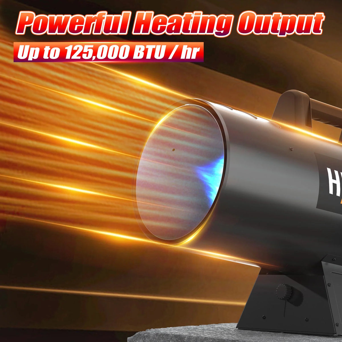 125,000 BTU Forced Air Propane Heater, Adjustable Portable Torpedo Heater for Garage, Jobsite and Construction Sites - 10ft Hose