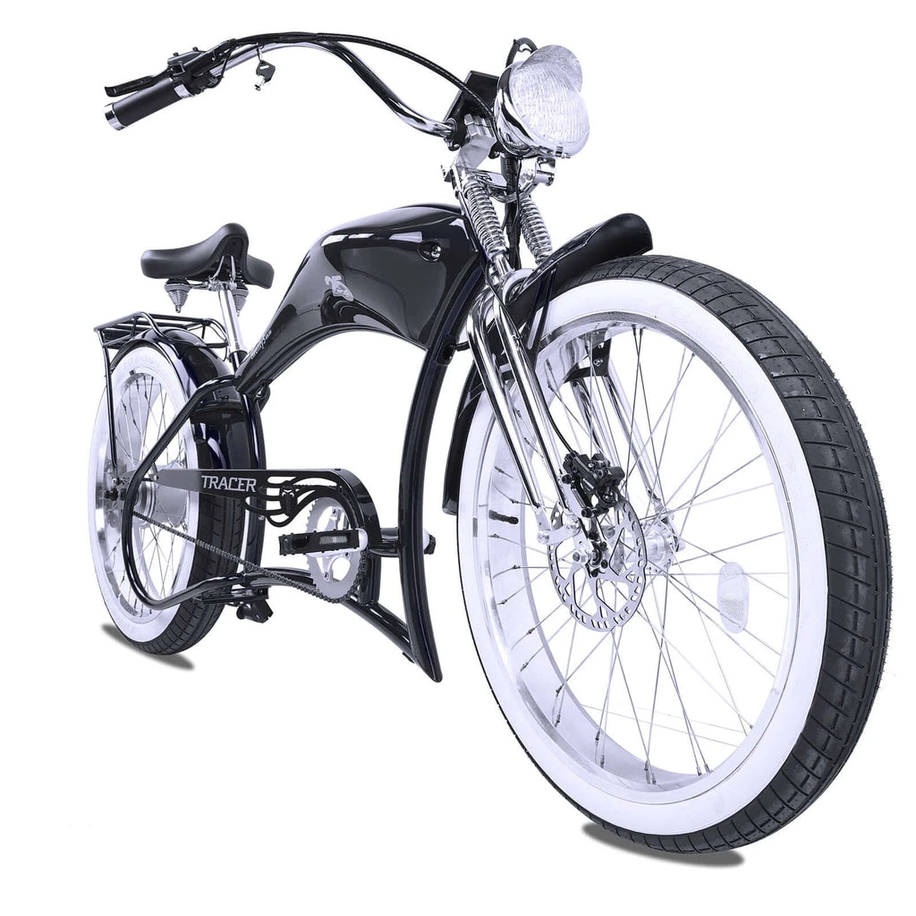 Twenty5 DS Chopper Stretch Cruiser E-bike, 26" Wheels, 800W Motor, Disc Brake, for men, Black