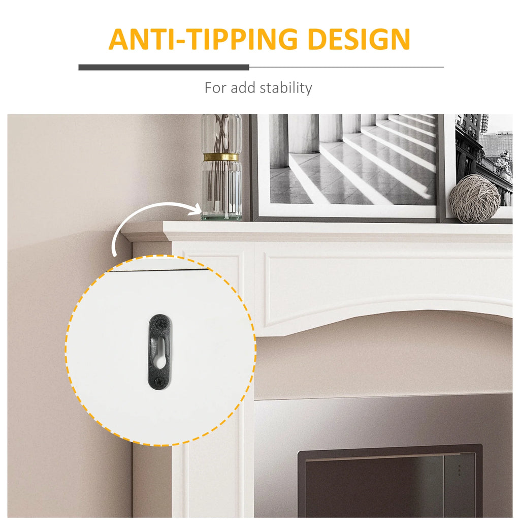 Modern Fireplace Mantel, Surround Mantels for Fireplace with Decorative Pattern Interior Width 29" White