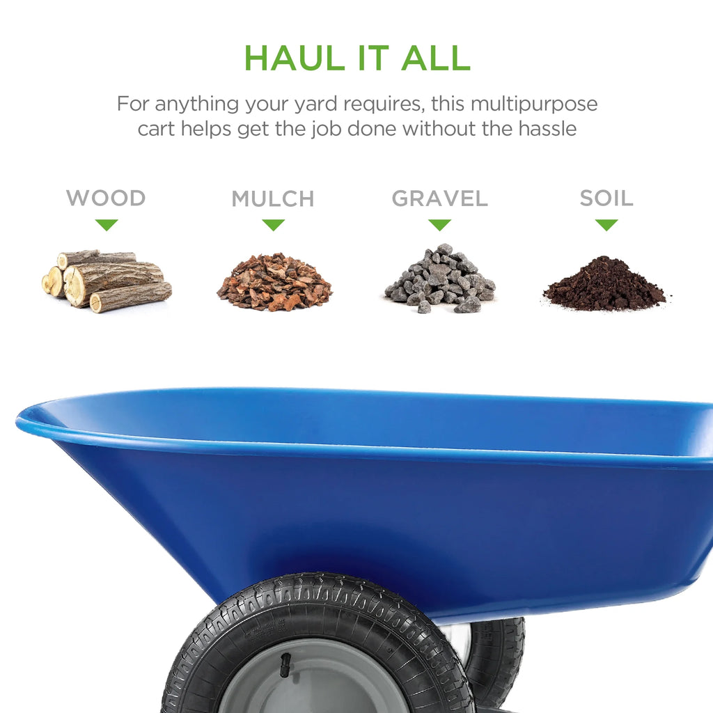 Best Choice Products Dual-Wheel Home Wheelbarrow Yard Garden Cart for Lawn, Construction - Green
