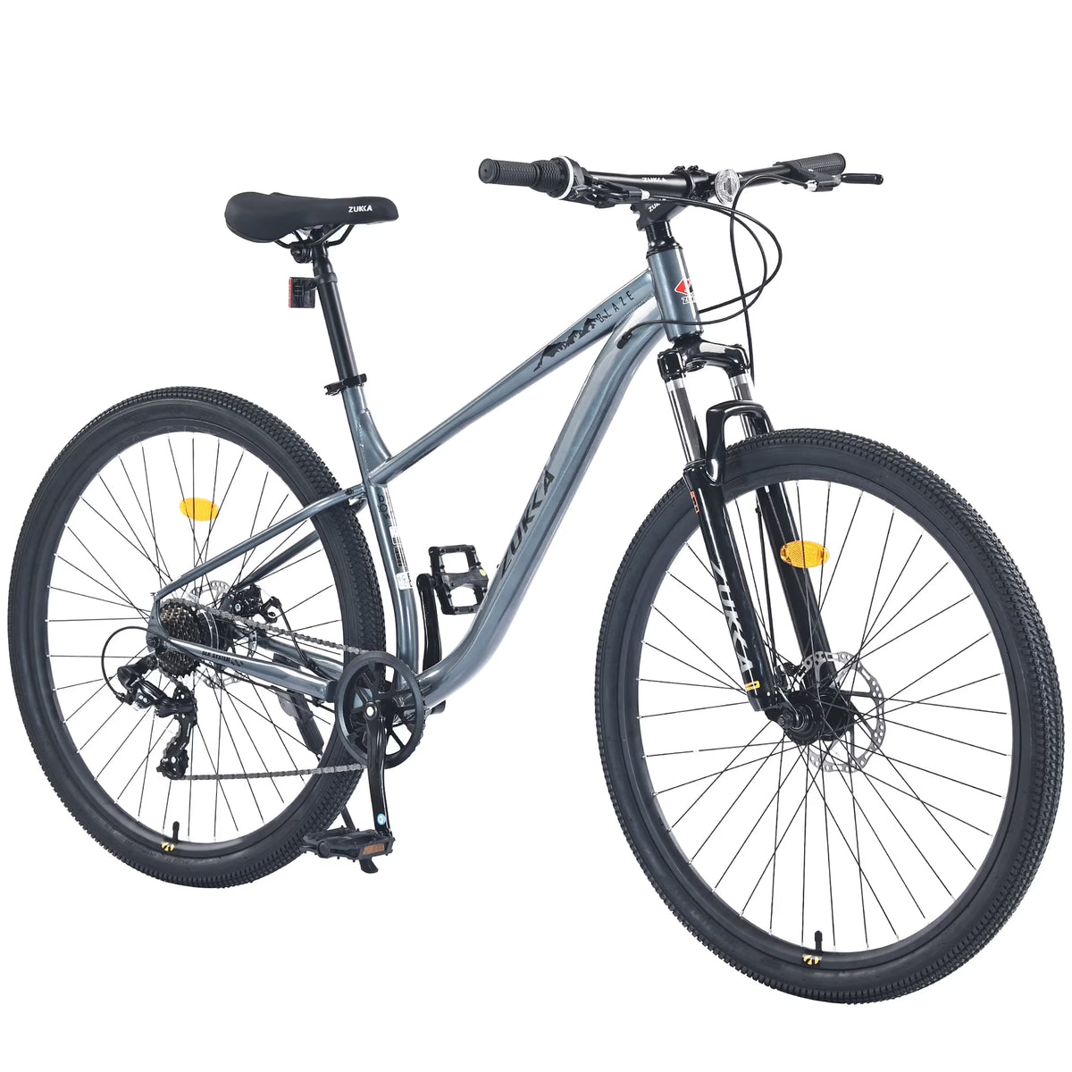 29" Mountain Bike 8 Speed Steel Frame City Bicycle with Front Suspension for Men Women, Gray