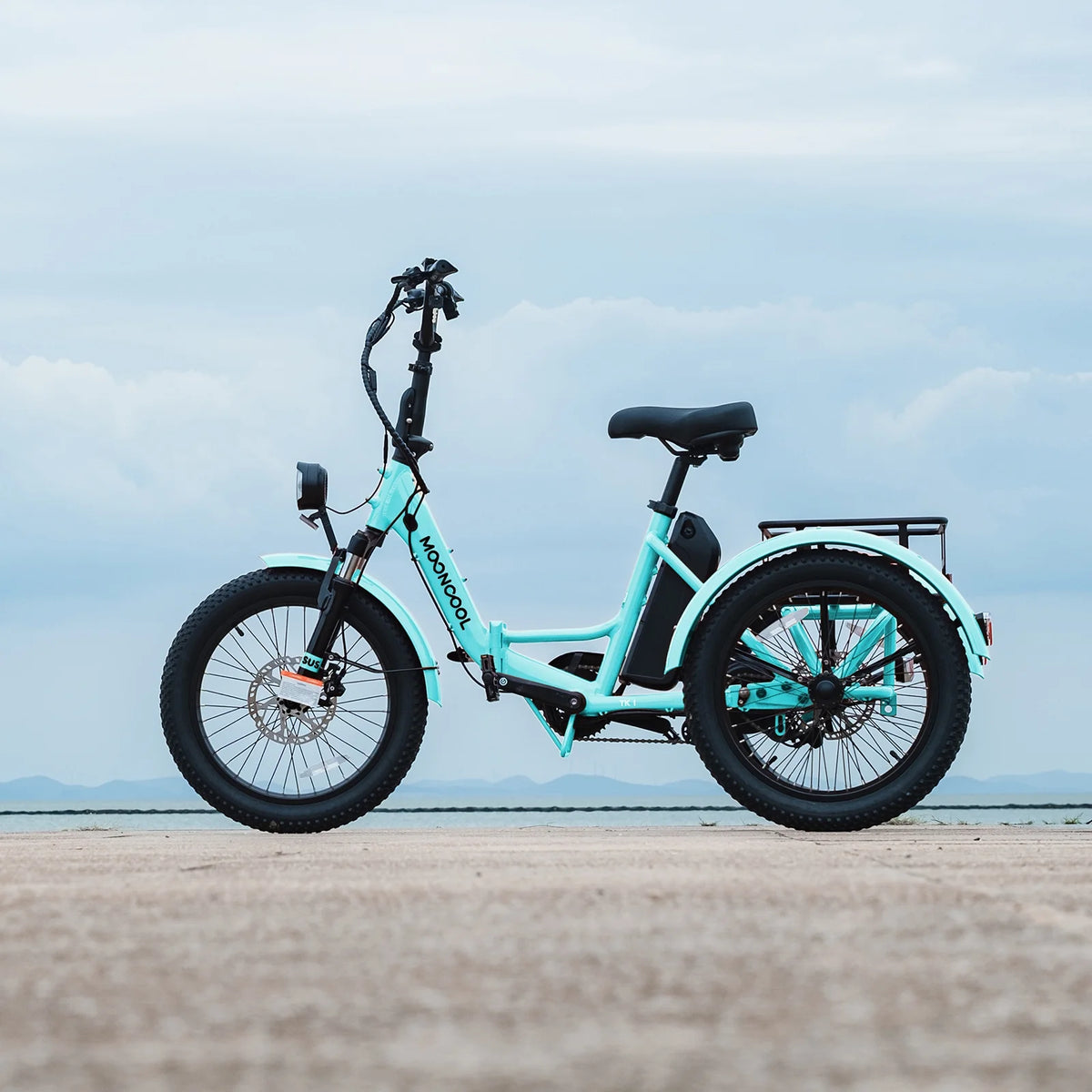 MOONCOOL TK1 Folding Electric Tricycle for Adults,48V 14.5Ah Removable battery, 500W��Peak 1000w��Motor, 20" Fat Tire Step-Thru 3Wheel Electric Bicycle w/Front&Rear Baskets, Certified to UL 2849 by SGS