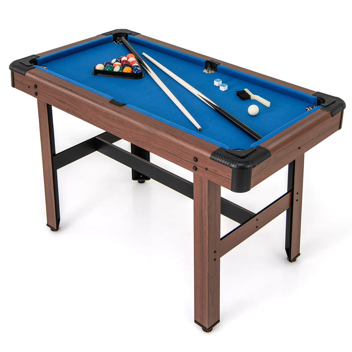 Costway 48" Pool Table for Kids & Adults with Full Set of Balls 2 Cue Sticks 2 Chalks Green
