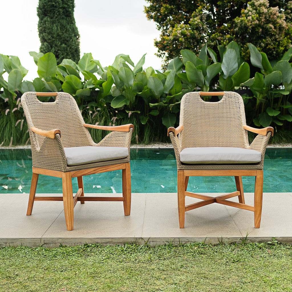 Cambridge Casual  Sydney 2-piece Teak Wood Outdoor Dining Armchair
