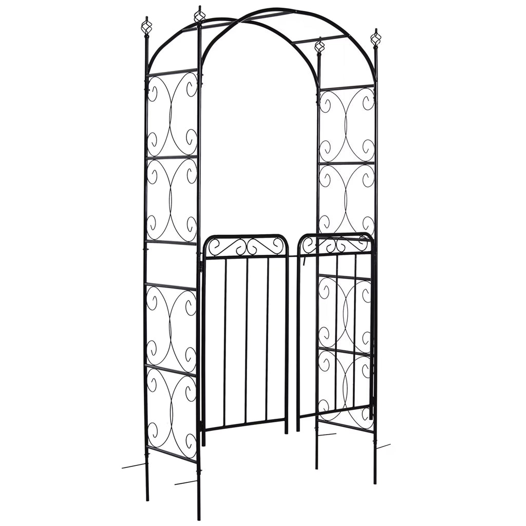 DUOSONG Outsunny Patio Garden Bench Arbor Arch With Pergola And 2 Trellises, 3 Seat Natural Wooden Outdoor Bench For Grape Vines & Climbing Plants, Backyard Decor, Natural Natural Wood Garden &