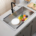 Garvee 33 x 22 Drop In Kitchen Sink, 16 Gauge Stainless Steel Topmount Deep Single Bowl Sink with Grid and Drain Strainer Set, Household Dishwasher Sinks for Workstation, RV, Prep Kitchen, Bar Sink