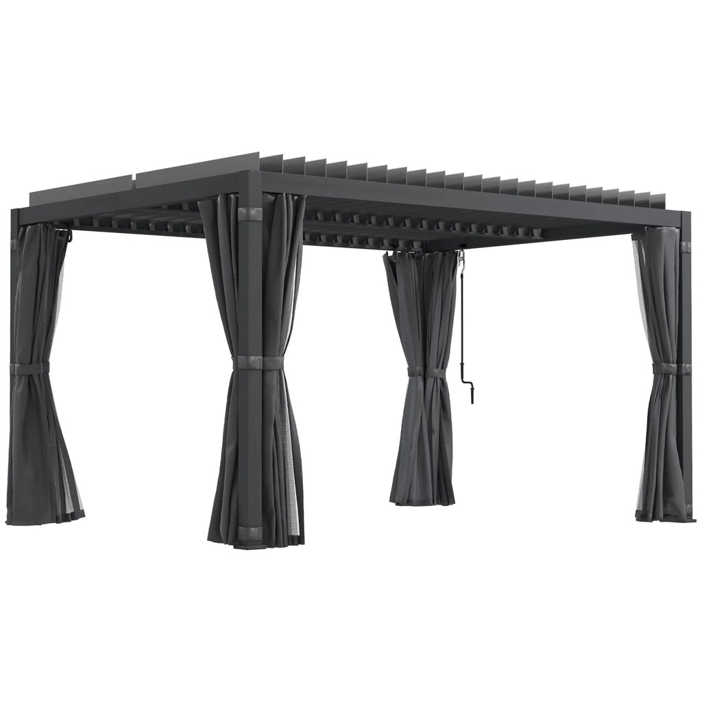 Outsunny 10'x13' Aluminum Pergola with Adjustable Louvered Roof, Gray