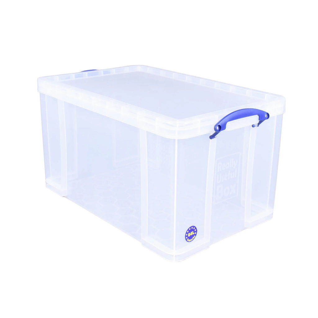 Really Useful Box 84L Storage Bin w/Snap Lid & Clip Lock Handle, 2 Pack,