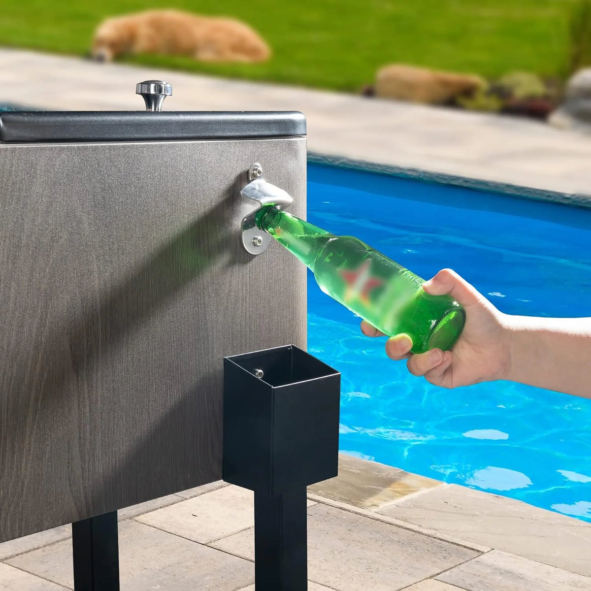 HEYWU 80 Quart Ice Chest Water Cooler with Bottle Opener, Milk White