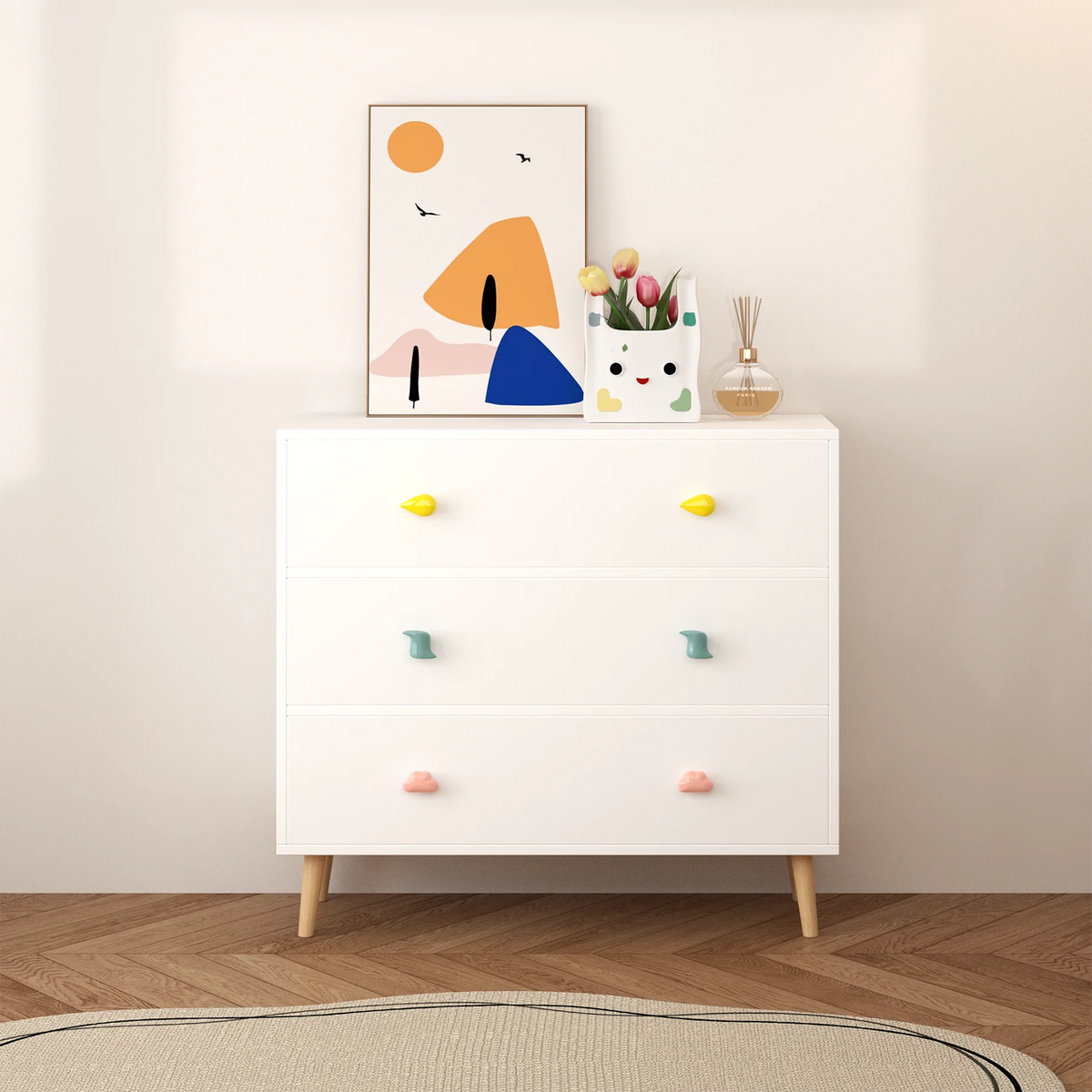 Miniyam Drawer Dresser with Glides & Safety Design for Kids, Colorful