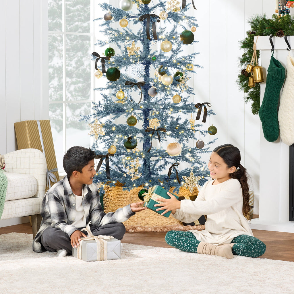 Best Choice Products 4.5ft Pre-Lit Sparse Christmas Tree w/ 100 2-in-1 LED Lights, Cordless Connection, Metal Stand